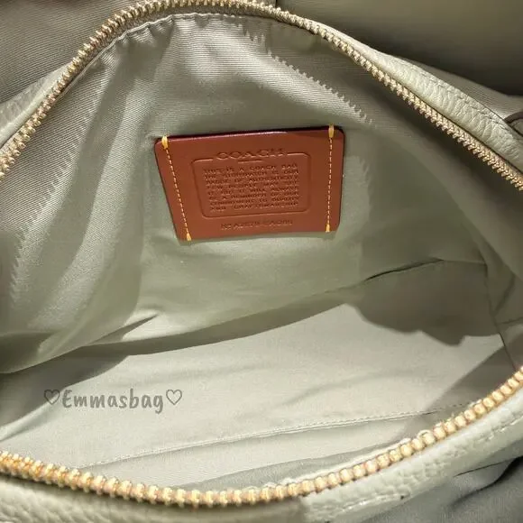 Coach Erin Shoulder Bag Refined pebble Leather CAQ86 Gold/Pistachio - Picture 8 of 9